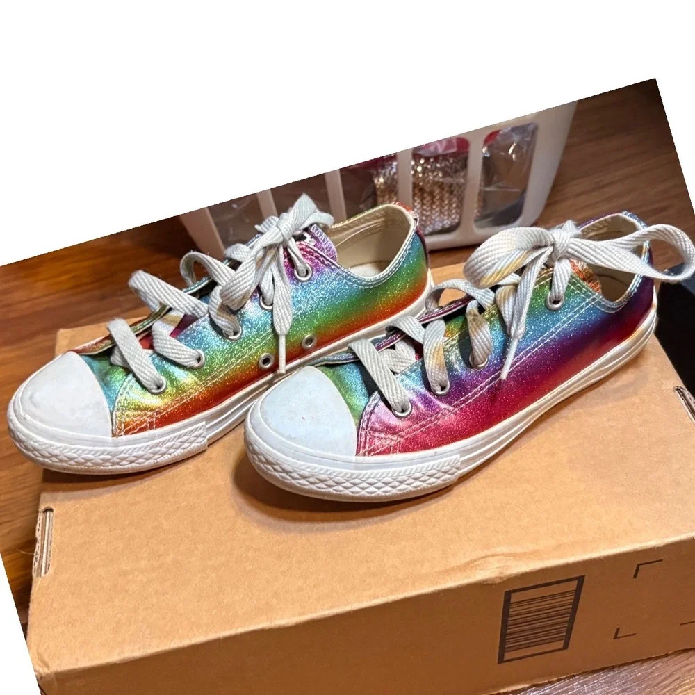 Converse Chuck Taylor All Star Rainbow Glitter Low Top Sneakers 665534C Kids 2
